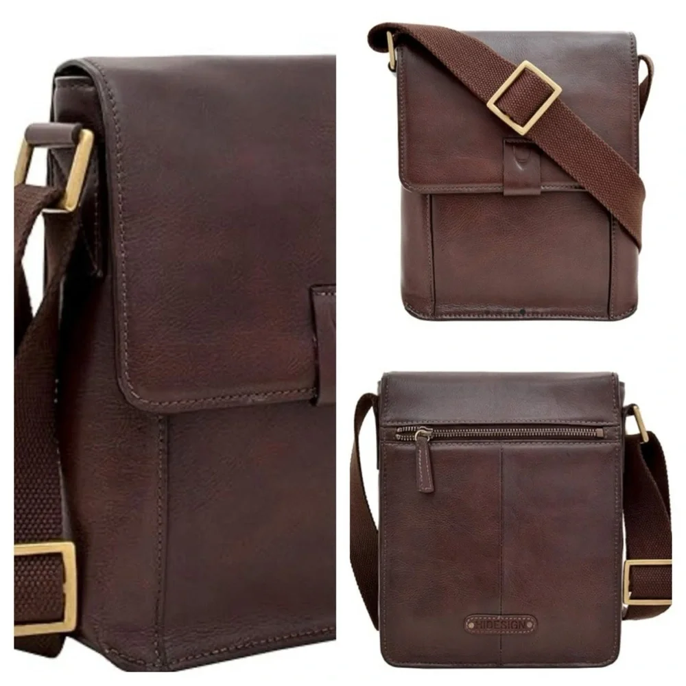 Hidesign Aiden Genuine Leather Crossbody Messenger Bag 10.5